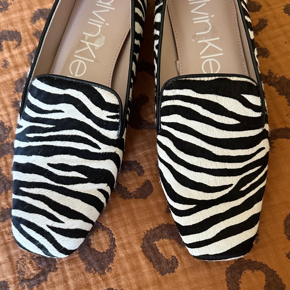 Calvin Klein Black and White Zebra Loafers - Picture 4 of 7